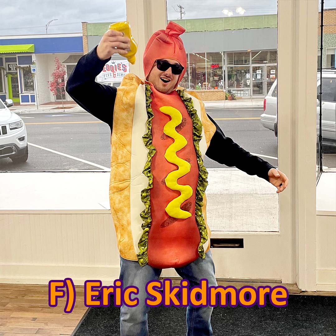 Insurance agent eric skidmore dressed as a hot dog