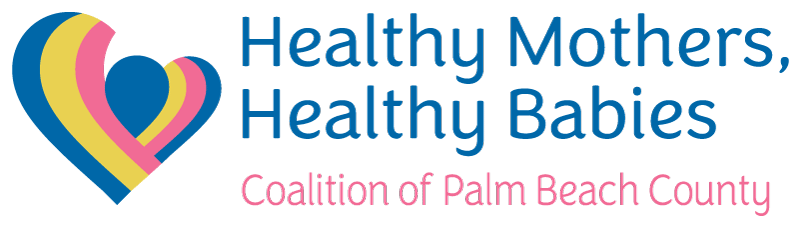 blue yellow and pink heart for healthy mothers healthy babies logo