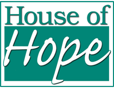 Green square house of hope logo