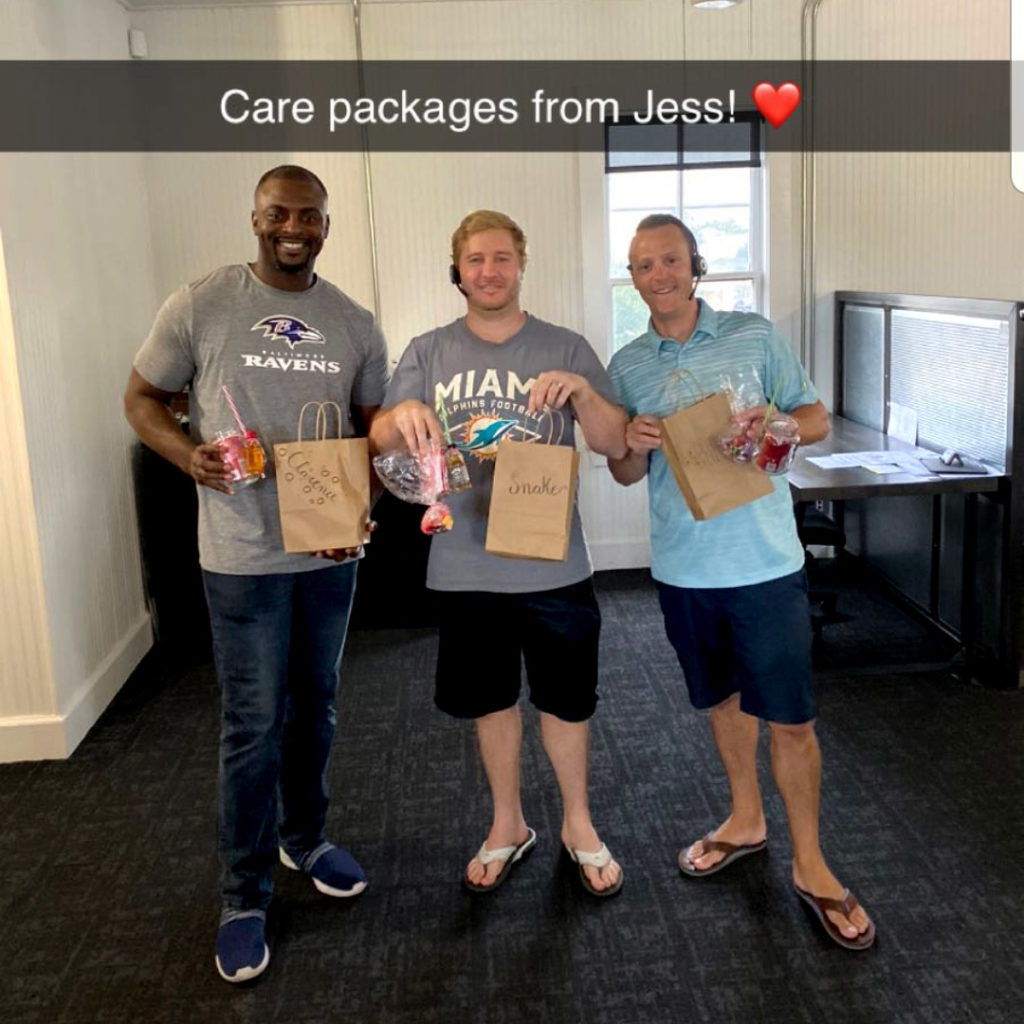 three agents with their thank you kits